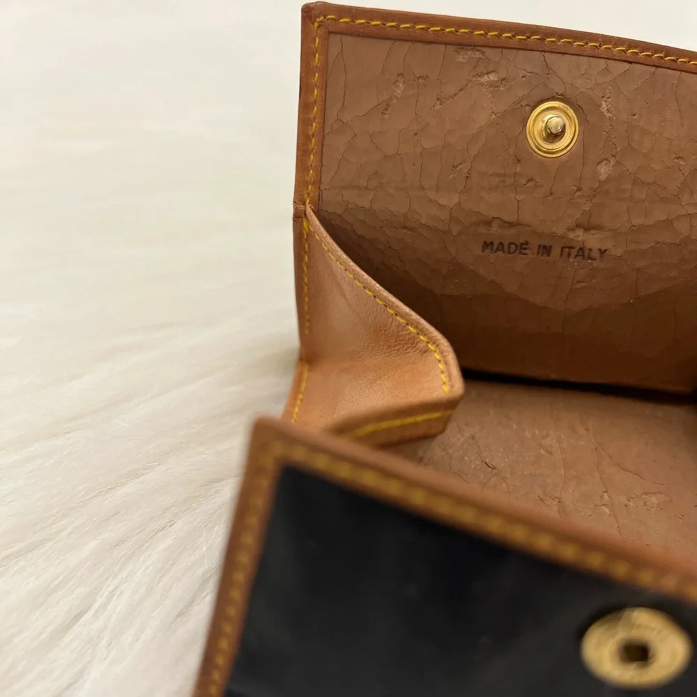 HUNTING WORLD - BLACK TAN NYLON SNAP COIN CASE HOLDER PURSE WALLET